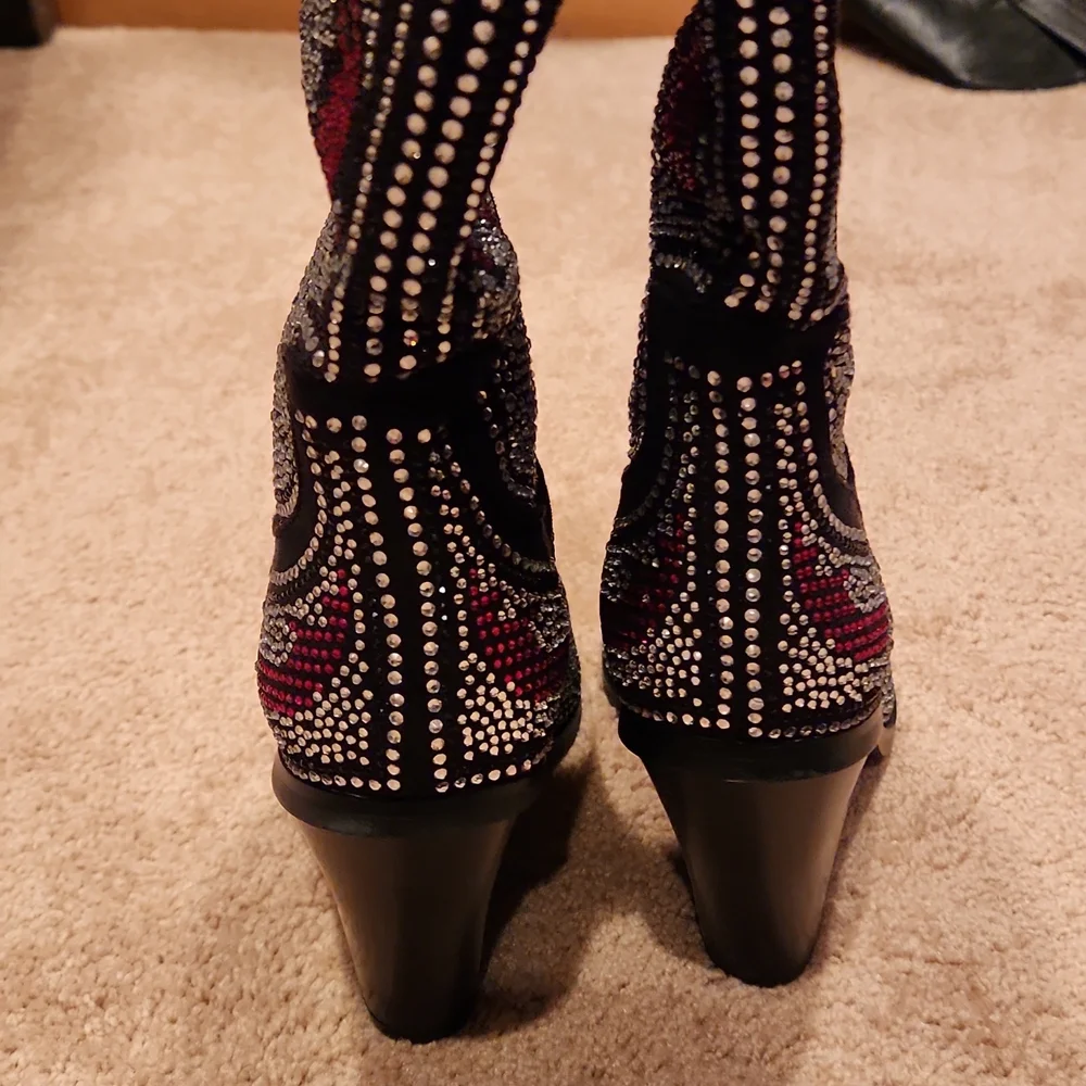 AZALEA WANG HYPE ME UP RHINESTONE CHUNKY HEEL - Picture 8 of 8